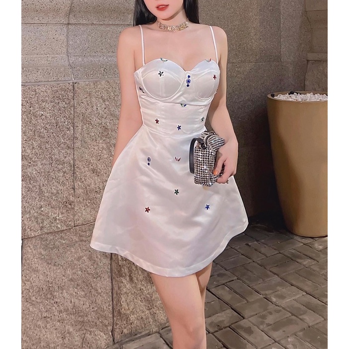 CHIN2X.CLOTHES ⭐️ ĐẦM XOÈ 2 DÂY CÚP NGỰC ĐÍNH ĐÁ💕
