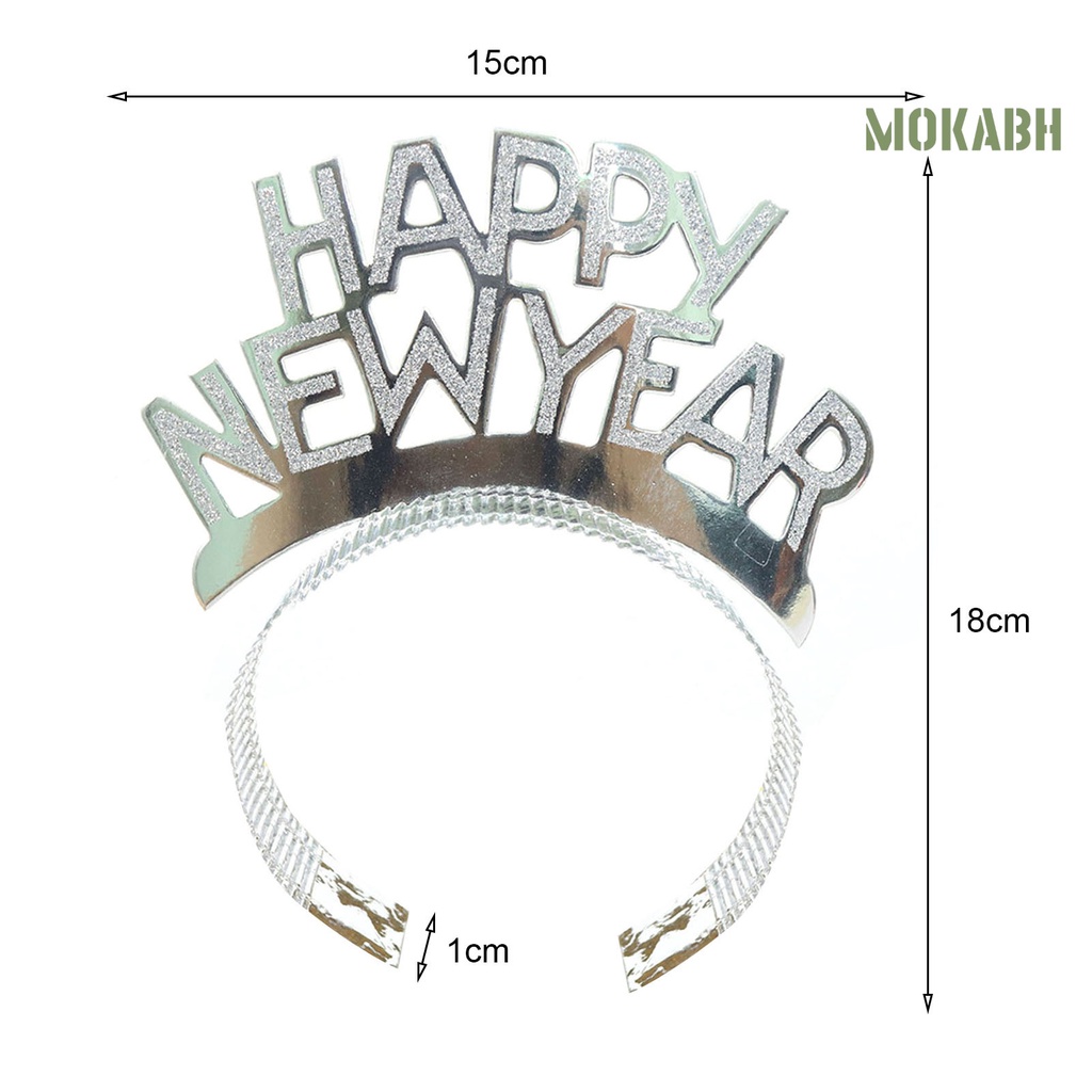 Băng Đô Cài Tóc Đính Chữ Lấp Lánh Chống Trượt Trang Trí Năm Mới