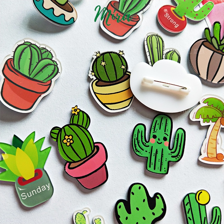 Ghim Cài Icon Cây Xương Rồng, Huy Hiệu Acrylic, Pin Cài Áo, Trâm Balo Đi Học Cực Cute MIRA-GC00837