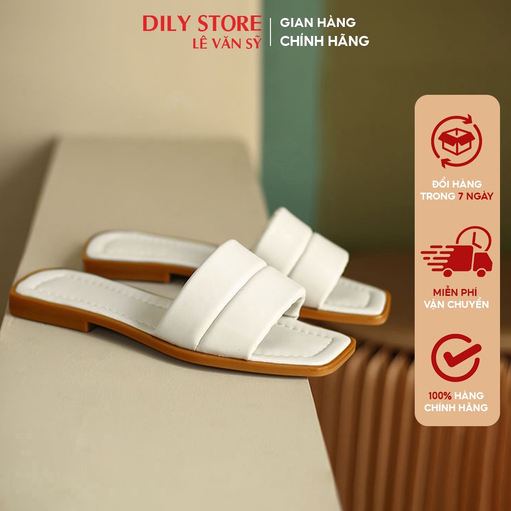 Dép bệt nữ quai ngang mũi vuông thời trang cao 1cm_AA0322