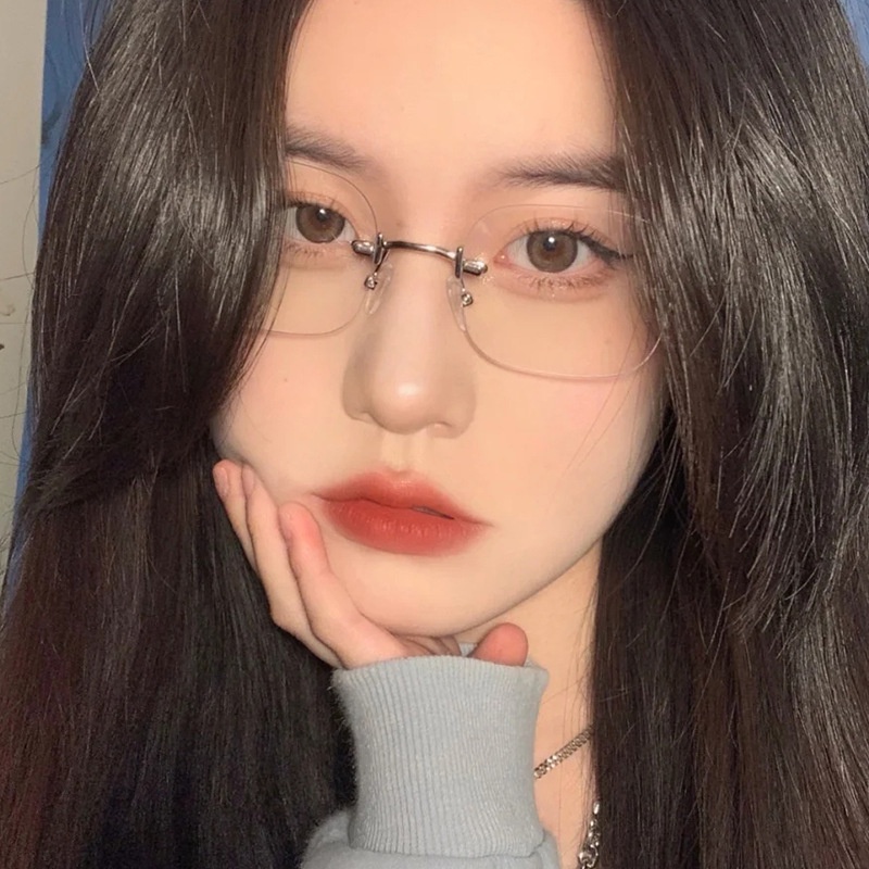 Mắt Kính Không Gọng Trong Suốt Chống Bức Xạ Thời Trang Cho Nữ