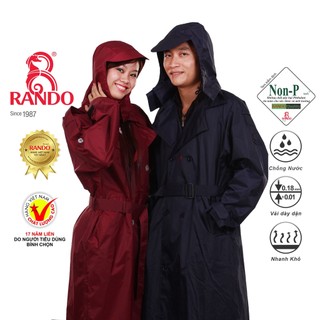 Áo Mưa Mặc 1 Người Vải Dù Bít Sườn, Chính Hãng RANDO, Thời Trang Đi Mưa Cho Nam Nữ, Bền Bỉ Không Thấm Nước