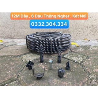 Dây thông tắc cống lò xo phi 16 dùng cho máy khoan dài 12m