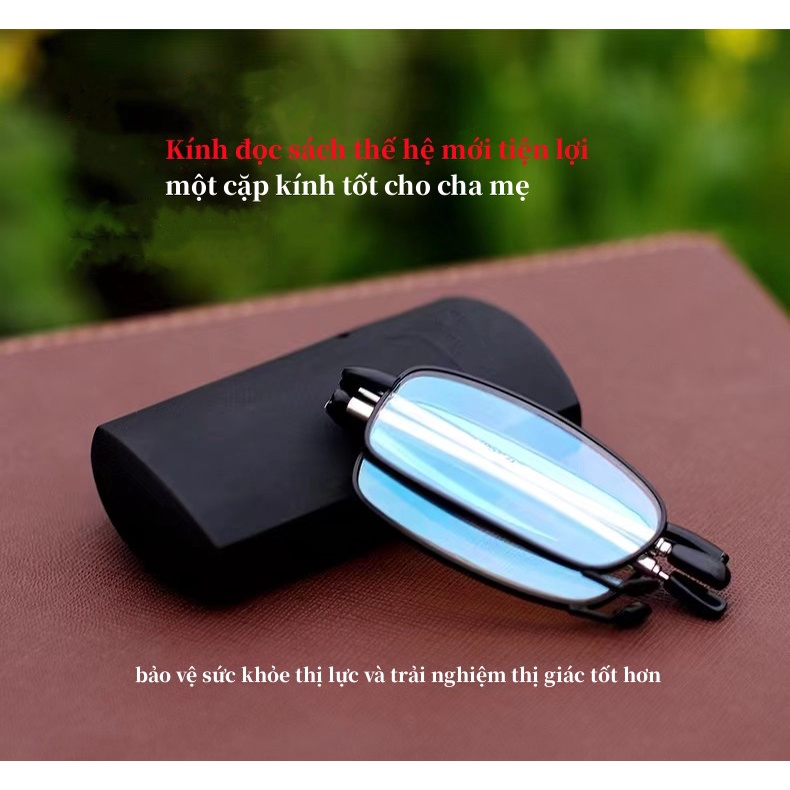 kính lão thị đọc sách gấp gọn cao cấp,kính viễn thị có độ sẵn 1-4 độ titanium có hộp đựng tiện lợi nước Đức