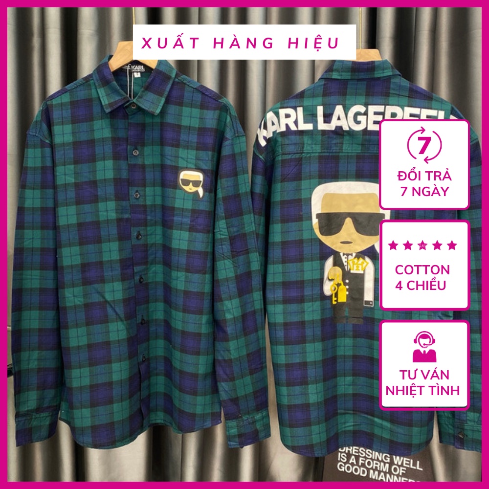 Áo sơ mi dài tay KARL sọc caro sơ mi unisex thời trang vnxk