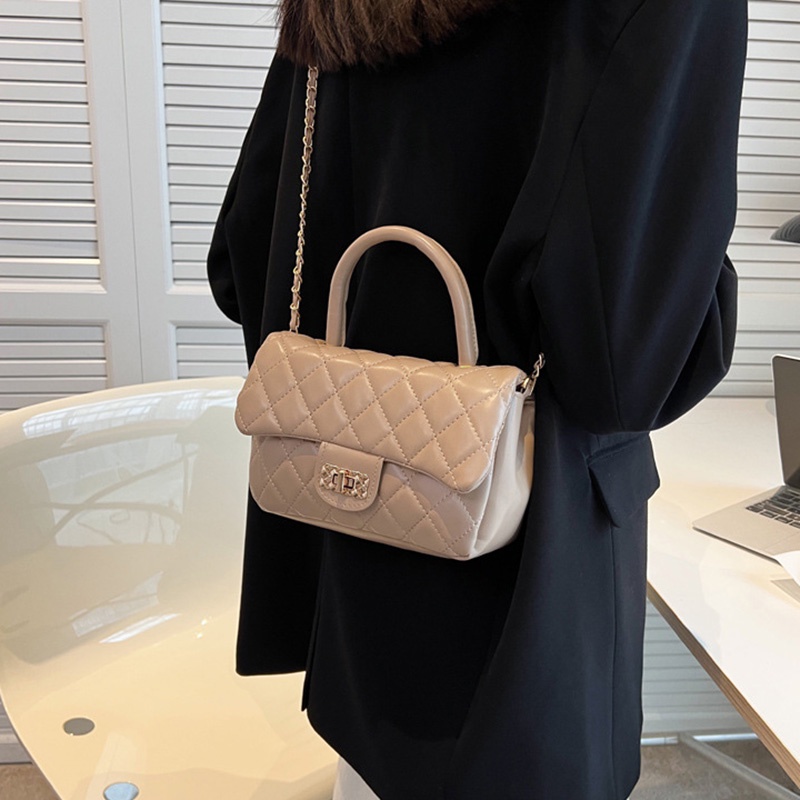 IELGY Túi Đeo Chéo Bằng Da Mềm Màu Đen Họa Tiết Hình Thoi Thời Trang Cho Nữ