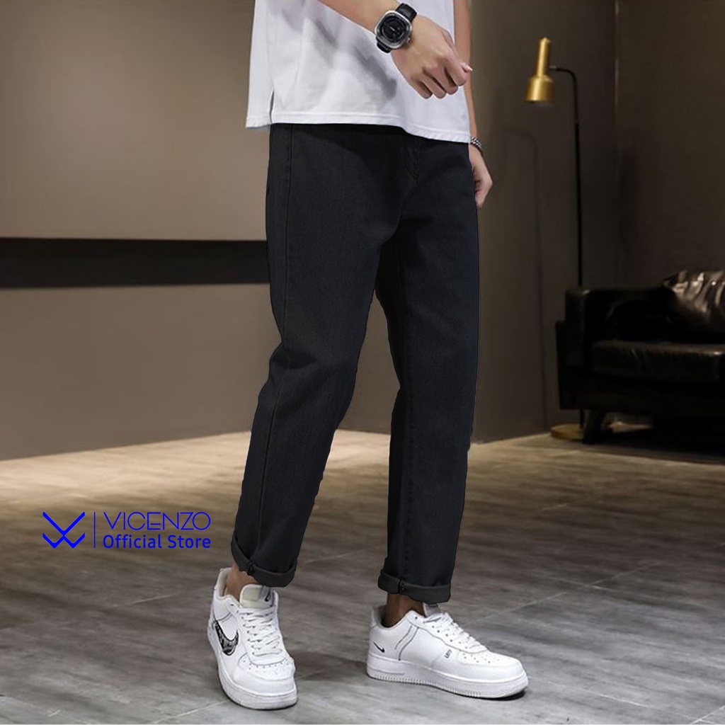 Quần Jean Baggy Nam VICENZO Ống Rộng Đen Xanh Phong Cách Unisex Trẻ Trung, Quần Baggy Bò Jeans Nam Ống Rộng Thoải Mái | BigBuy360 - bigbuy360.vn