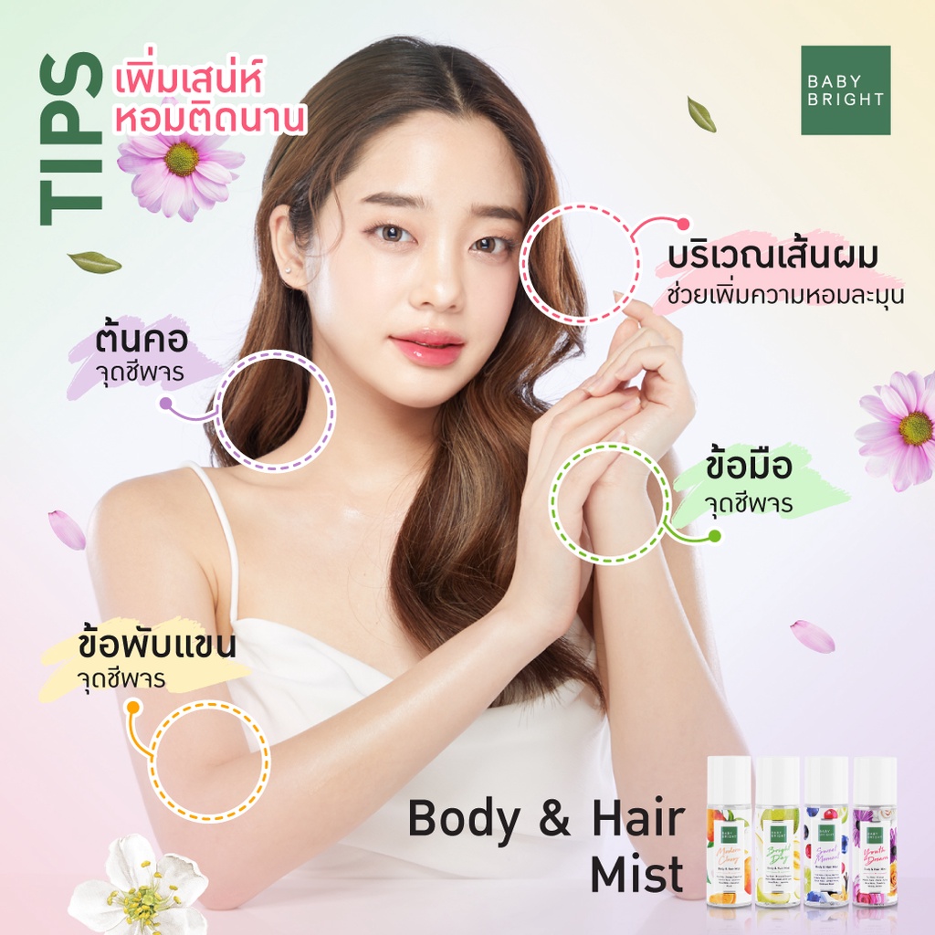 Xịt Thơm Baby Bright dành Cho Da Và Tóc Hương Thơm Dịu Baby Bright Body And Hair Mist 50ml