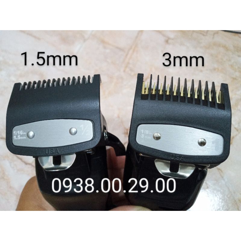 Cữ Thép USA 1.5mm Và 3mm Cho Tông Đơ Wahl, Kemei. Bộ Cữ Gá Thép USA Cao Cấp Cho Tông Đơ Pin.