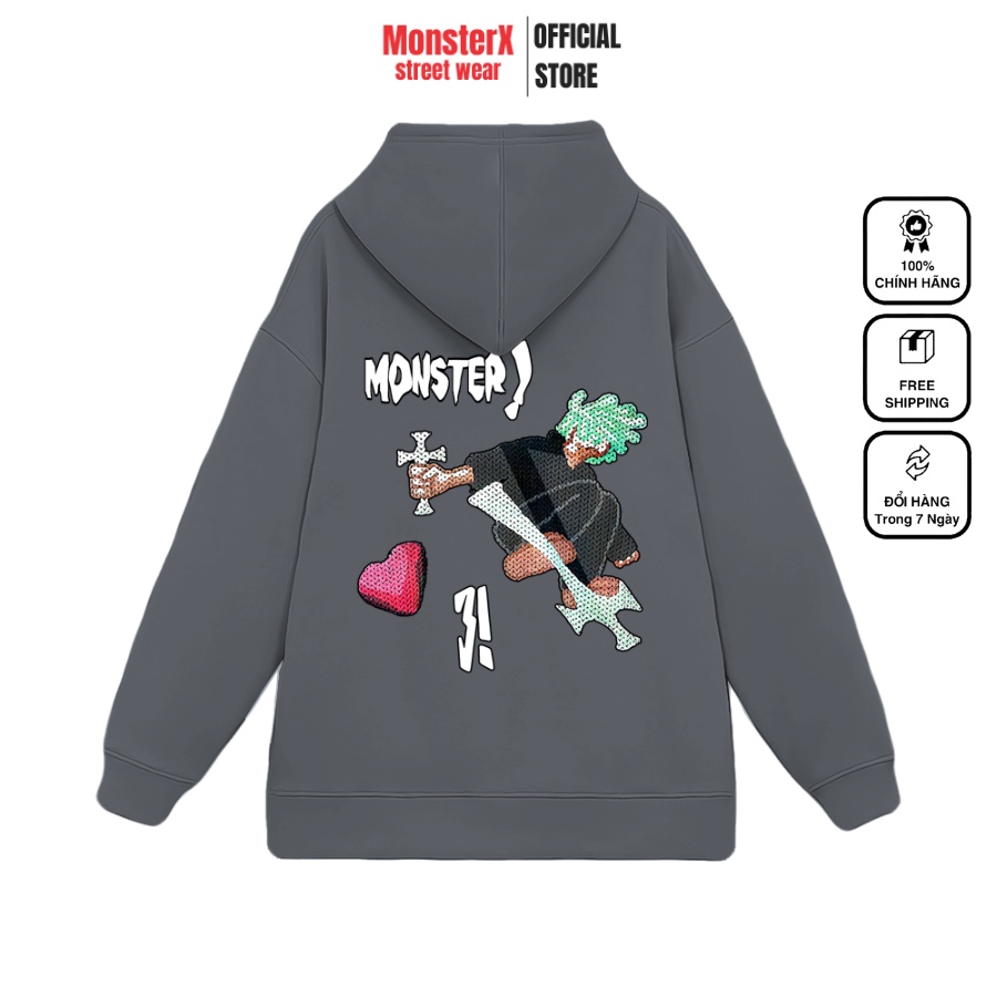 Áo hoodie nỉ bông Monster X Street Ván Trượt 3! nam nữ form rộng thu đông Local Brand