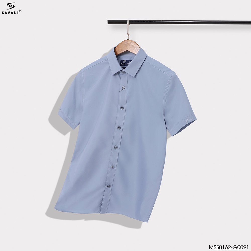 Áo sơ mi nam ngắn tay SAVANI trẻ trung, lịch lãm, vải sợi sồi không nhăn, thoáng mát - MSS0162