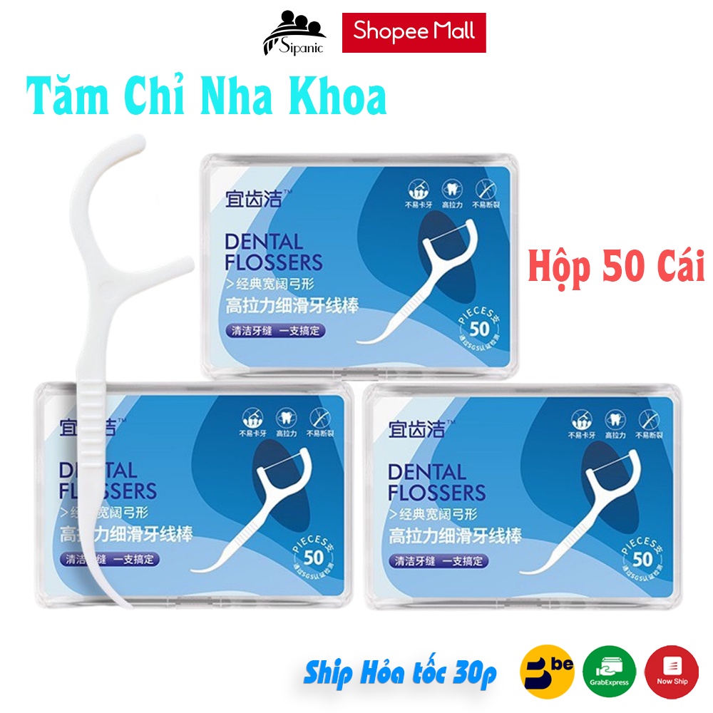 Combo 6 hộp tăm chỉ nha khoa 1 hộp 50 cái, vệ sinh răng miệng chống sâu răng tốt cho nướu