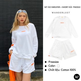 Set Áo Sweater + Short đùi Wanderlust FW2022 màu trắng