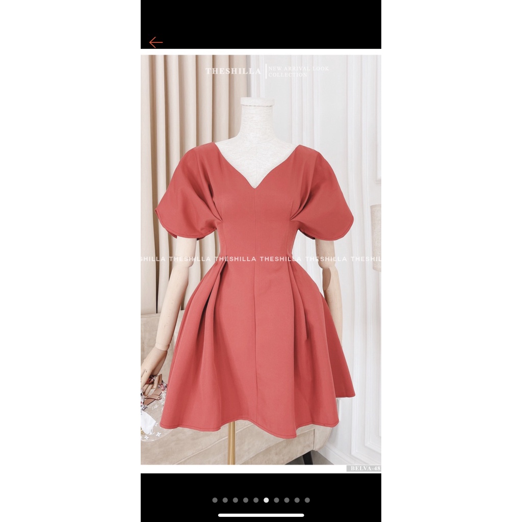 Váy thiết kế cao cấp màu hồng cánh dơi fom xoè The Shilla - Belva-48B8 size M