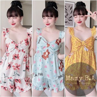 Bộ mặc nhà 2 dây lụa LATIN quần đùi - Đồ ngủ nữ lụa loại 1 cao cấp không nhăn
