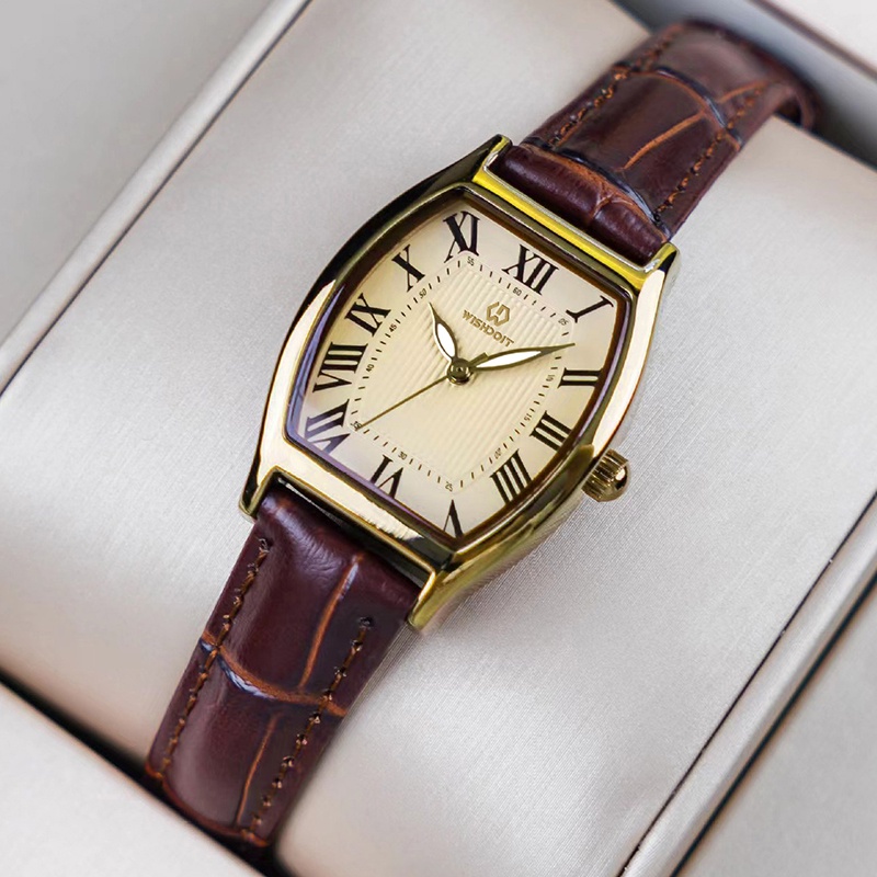 Đồng hồ đeo tay WISHDOIT bộ máy quartz mặt hình vuông dây da chống thấm nước thời trang thanh lịch cho nữ