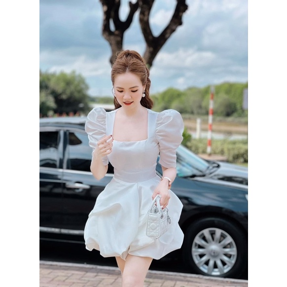Đầm bí tay phồng 3 màu/đầm dự tiệc/đầm tiểu thư