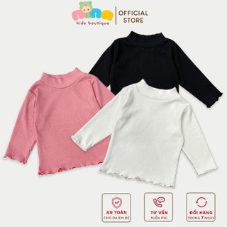 Áo dài tay cho bé Nina Kids Boutique Áo thun giữ nhiệt sơ sinh Chất len tăm Size 0m 24m