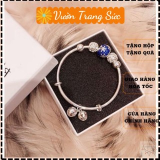 Vòng tay bạc S925 - Lắc tay nữ bạc Ý Charm xanh hoa tuyết dễ thương, thanh lịch Vườn Trang Sức VT05