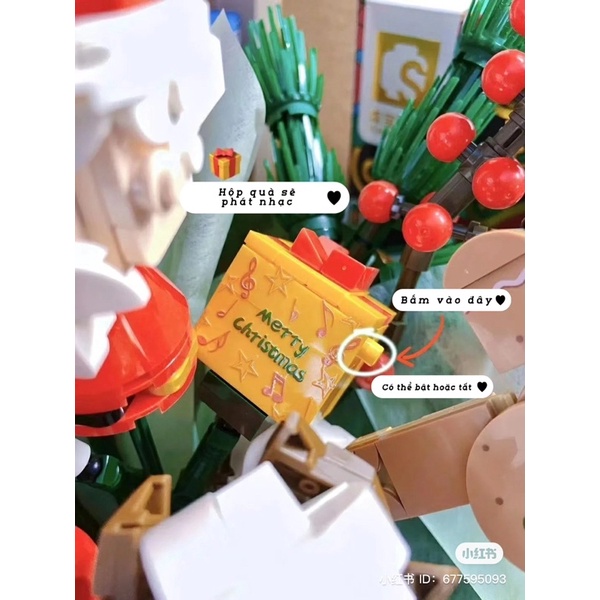 Đồ chơi lắp ráp Hộp Nhạc Bó Hoa Cây Thông Sembo blocks  quà tặng giáng sinh cho người thân siu cute dễ thương