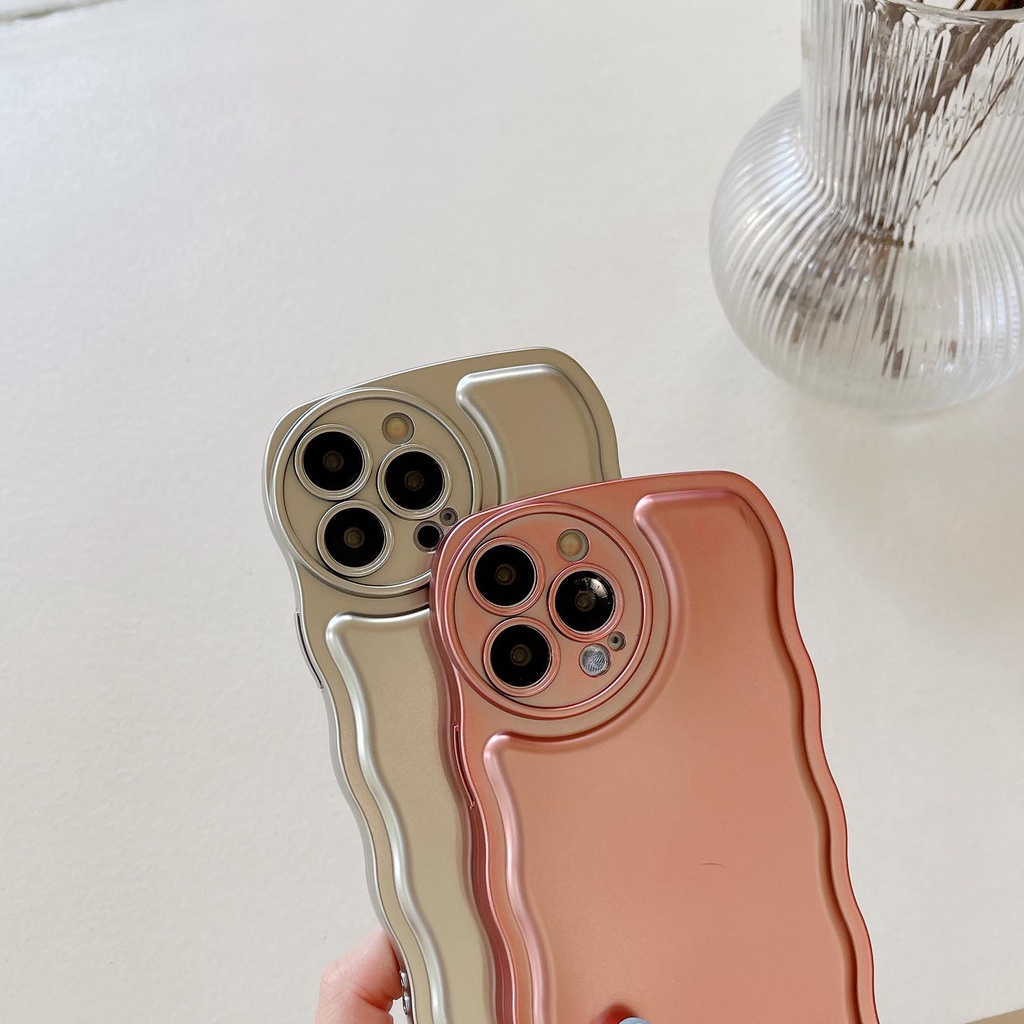 Ốp Điện Thoại Silicon Họa Tiết Gợn Sóng Mạ Bạc Cho Iphone 14 13 12 11 Pro XS Max XR X 7 8 plus se2 se3