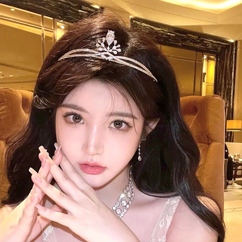 Vương Miện Cài Tóc Cô Dâu Đính Đá zircon Kiểu Hàn Quốc Đơn Giản Ngọt Ngào Liu Yifei