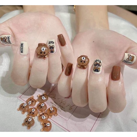 SET 15 CON CHARM GẤU NÂU TRANG TRÍ MÓNG