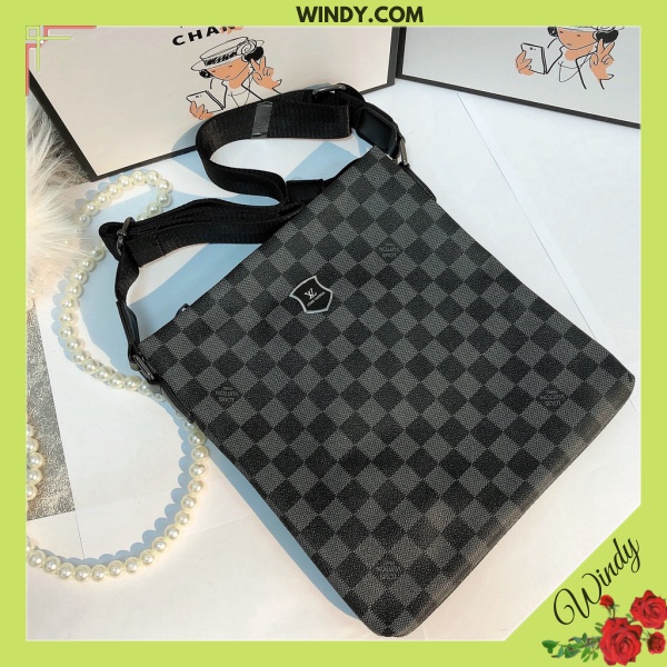 Túi đeo chéo nam lv vừa ipad họa tiết kẻ ô lv sang trọng chất da mềm đẹp WD885