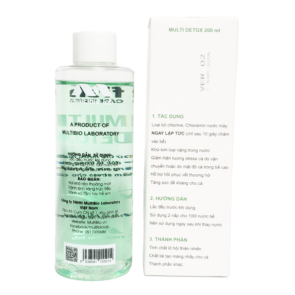 Khử Clo Nước Máy Cho Bể Cá Multi Detox 200ml