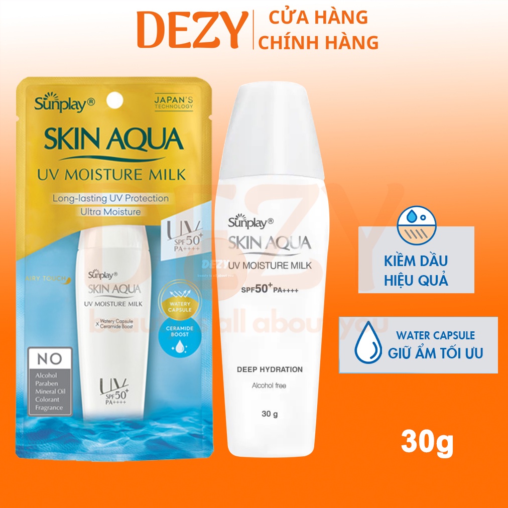Kem Chống Nắng Sunplay Skin Aqua Trắng Dưỡng Ẩm Bảo Vệ Da UV Moisture Milk Kcn Nhật Bản Cấp Ẩm Không Nhờn Rít Rohto Dezy