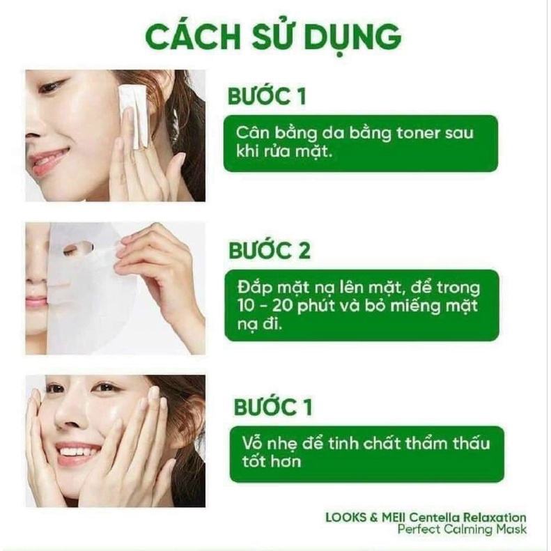 Mặt Nạ Tái Sinh Tinh Chất Rau Má Centella 1 Hộp 10 Nạ