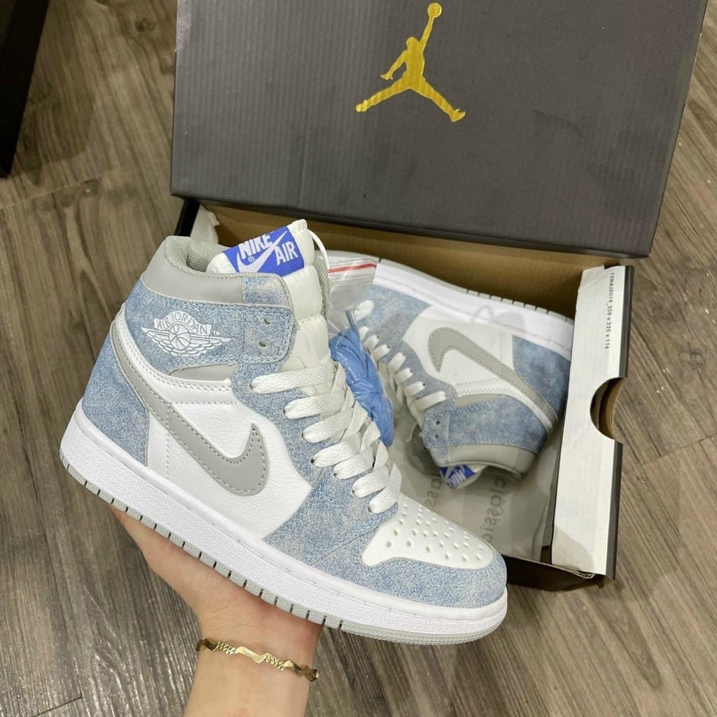 Giày JorDan 1 Cổ Cao HYPER ROYAL Nam Nữ, Giày Sneaker JorDan 1 High xanh loang Đá FULL BILL + BOX