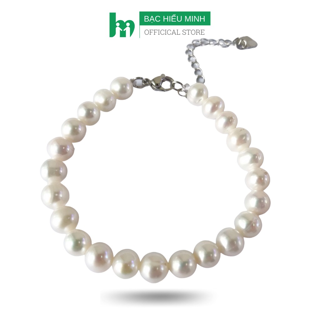 Vòng Tay Lắc Tay Ngọc Trai Nuôi Nhân tạo 6-7ly Hạt Trắng Nhạt Bóng Đẹp Tự Nhiên Bạc Hiểu Minh LTU568