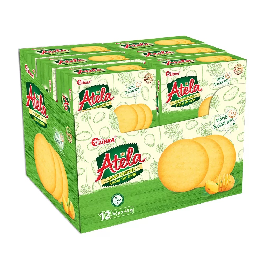 Bánh Atela Cracker khoai tây giòn 43g (xanh và đỏ)