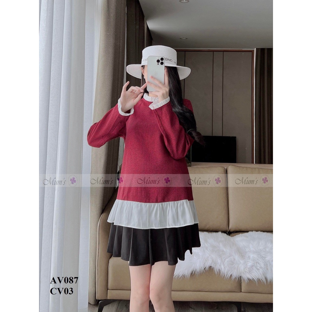 ÁO BẦU XINH MUM'S SHOP 🚛FREESHIP🚛 Áo bầu tiêu mận cổ bèo