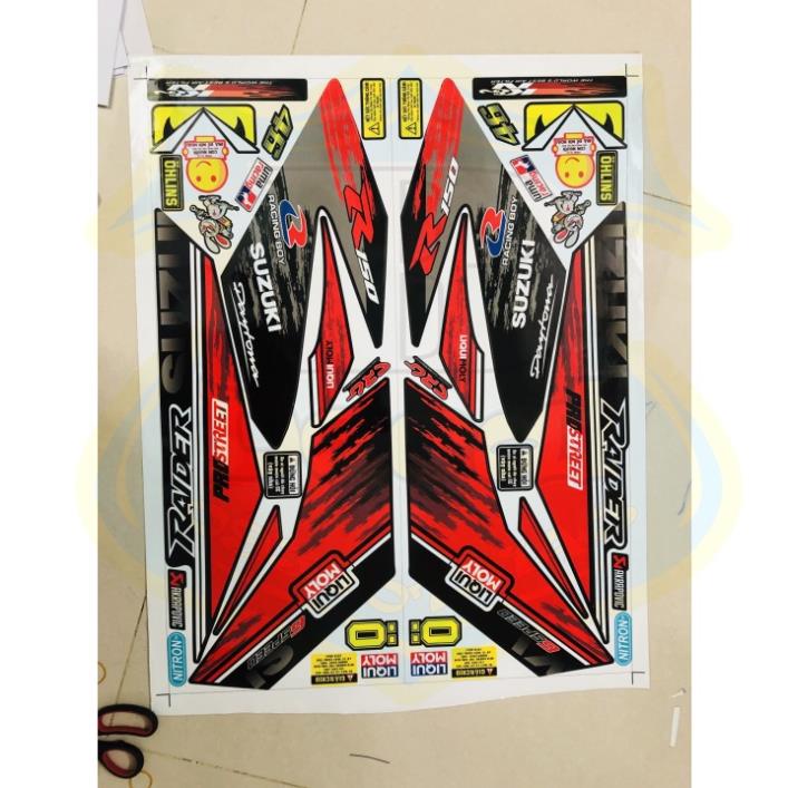 FREE SHIP + SALE SỐC +DECAL PVC 5 LỚP CHẤT LƯỢNG CAO Tem rời raider fi đỏ đen