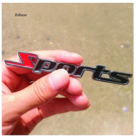 Tem nhãn kim loại 3D Logo chữ SPORT SPORTS dán xe hơi ô tô tương thích các xe Hyundai Accent và Toyota Vios Innova