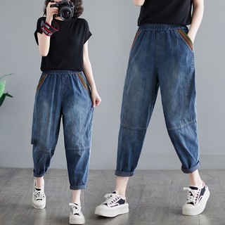 B127 Quần bò bigsize cạp chun kiểu dáng đơn giản