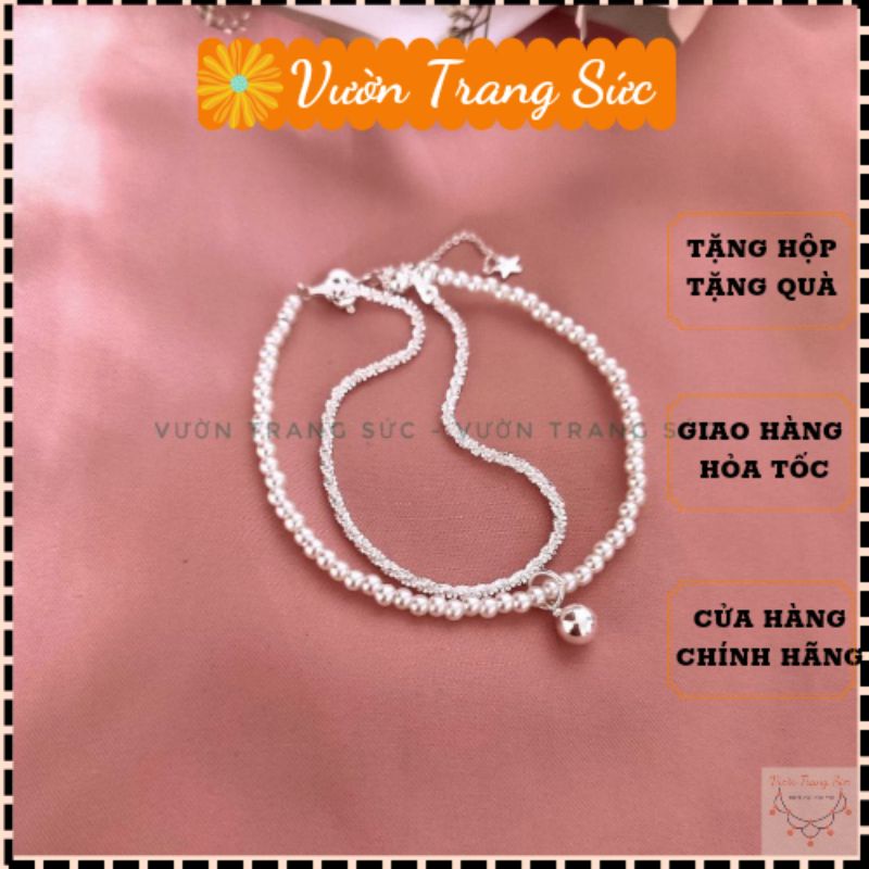 Vòng tay bạc nữ S925 - Lắc tay nữ bạc Ý 2 lớp hạt trai nhân tạo Alanaa sang trọng, thanh lịch Vườn Trang Sức VT29