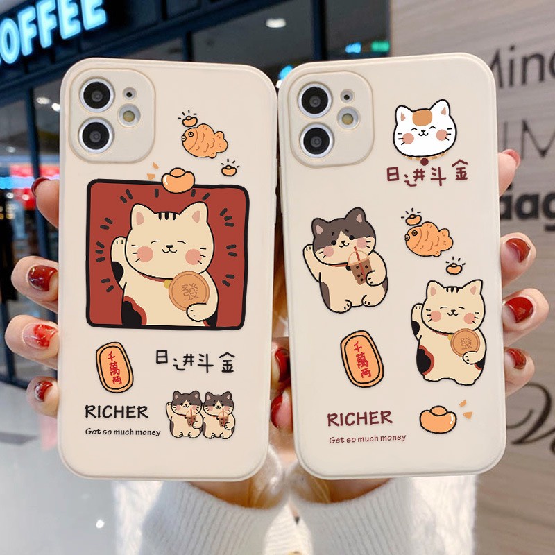 Ốp Mèo Thần Tài iphone 7/8 plus, X/Xs, XSM, 11,11pro, 11prm,12/12pro,12prm, 13, 13pro, 13prm, 14, 14pro,14prm