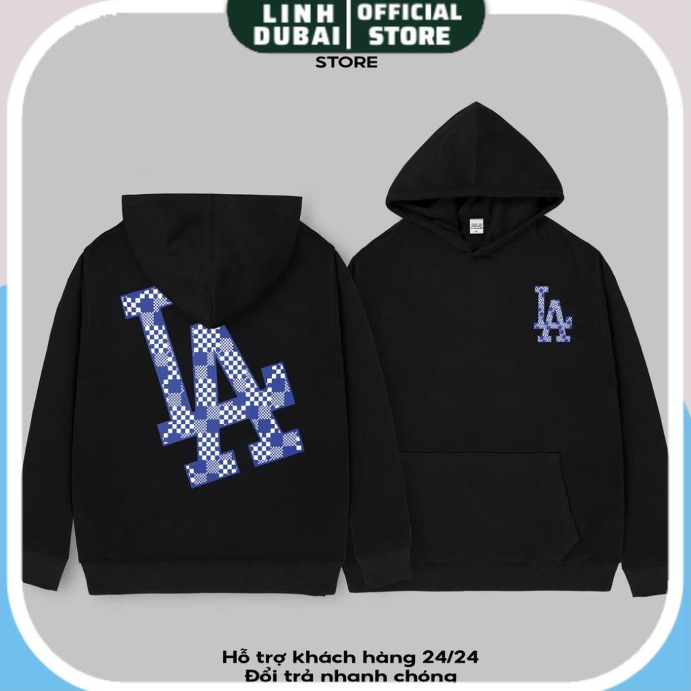 Áo nỉ hoodie MLB LA Ô VUÔNG XANH A-Z shop , áo nỉ bông unisex nam nữ SALE 60%