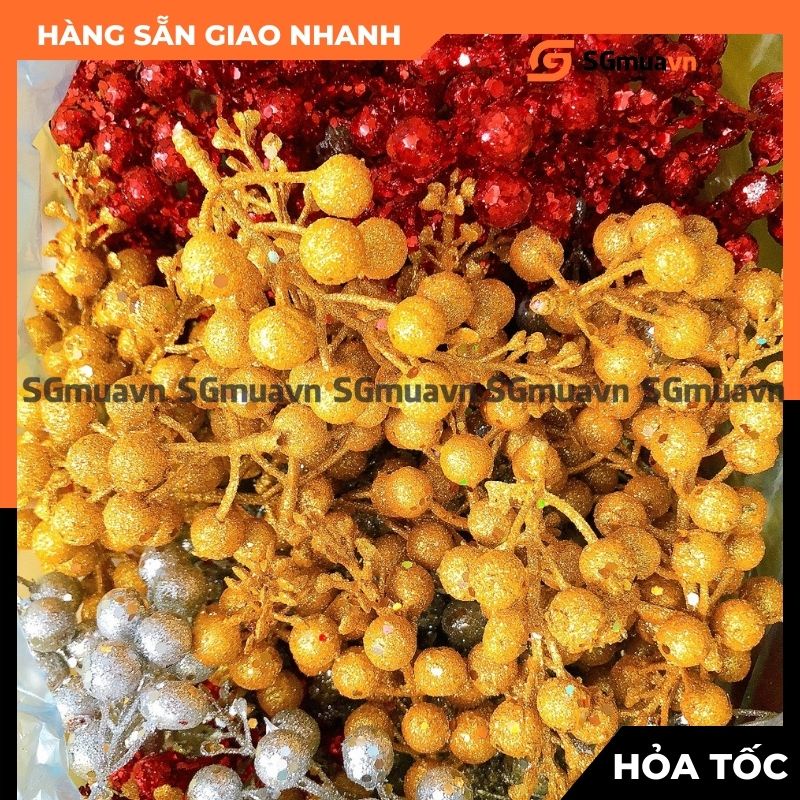 Cành sung nhũ kim tuyến trang trí Giáng Sinh Tháp Tài lộc Set mâm quả