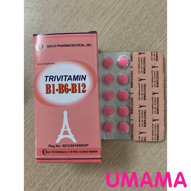 [CHÍNH HÃNG] Trivitamin 3B hộp 100 viên nén - Bổ sung vitamin B1- B6 - B12 - UMAMA