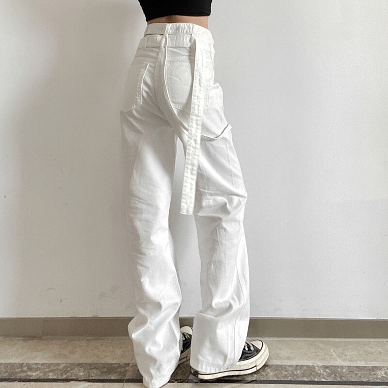 Quần ống rộng Lưng Cao Phong Cách Punk Đường Phố Thời Trang Thu Đông 2021 Dành Cho Bạn Nữ