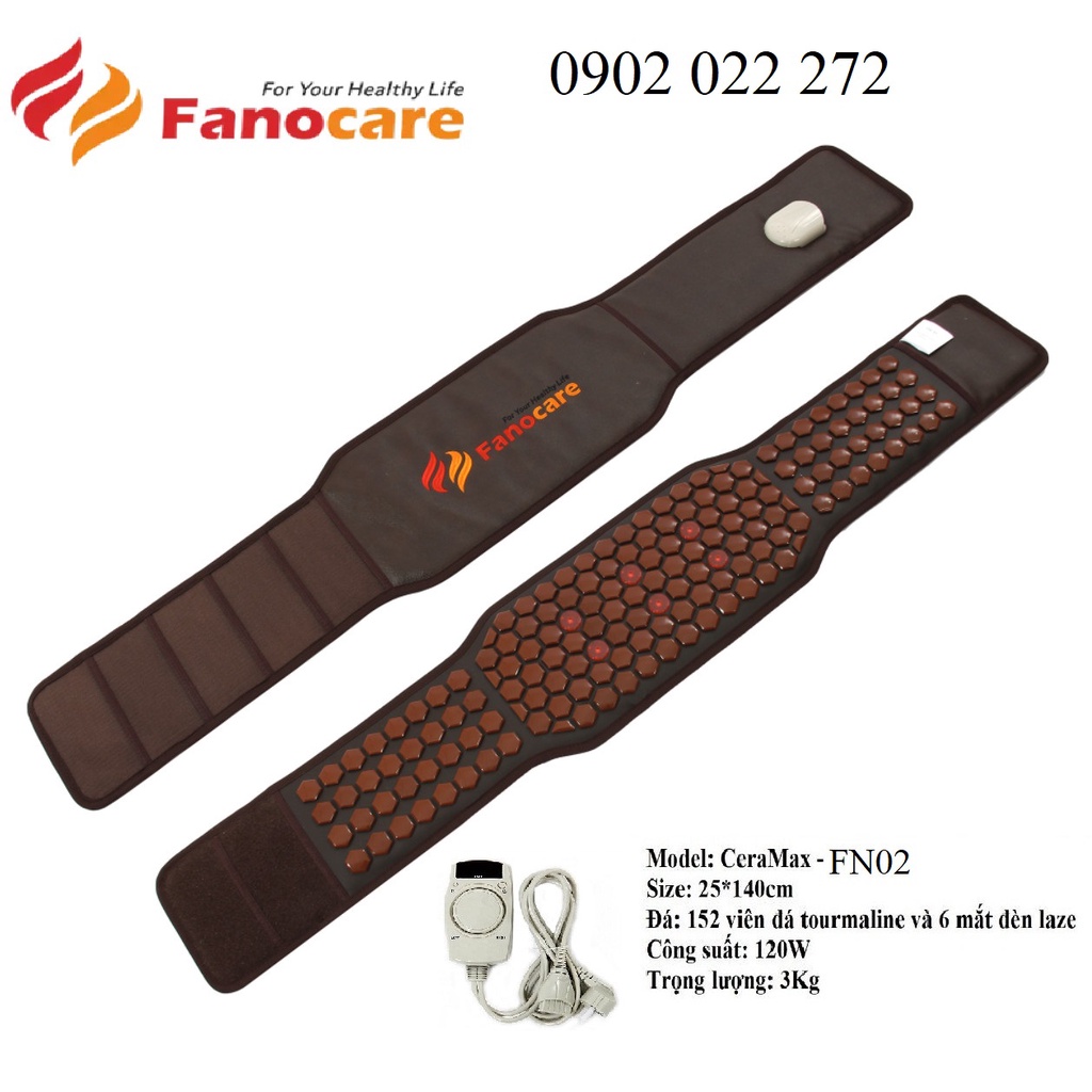 Đai đá nhiệt nóng đá tourmaline kèm tia laze giúp giảm đau lưng, giảm mỡ bụng, thoát bị đĩa đệm FN 02