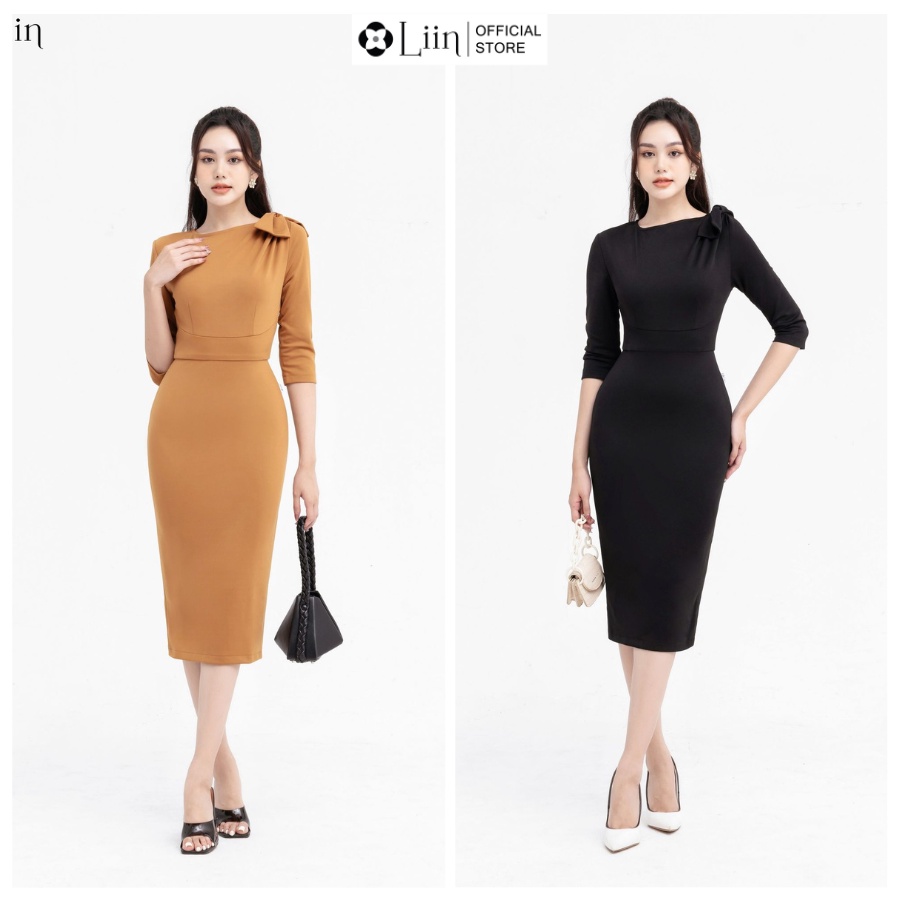 Đầm Thun Nhún ôm body sang trọng thanh lịch Liin Clothing D6455