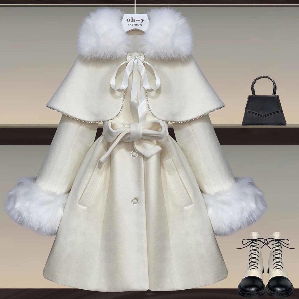 Set Áo Khoác Len Phối Đầm Thời Trang Mùa Đông 2022 Plus Size Cho Nữ