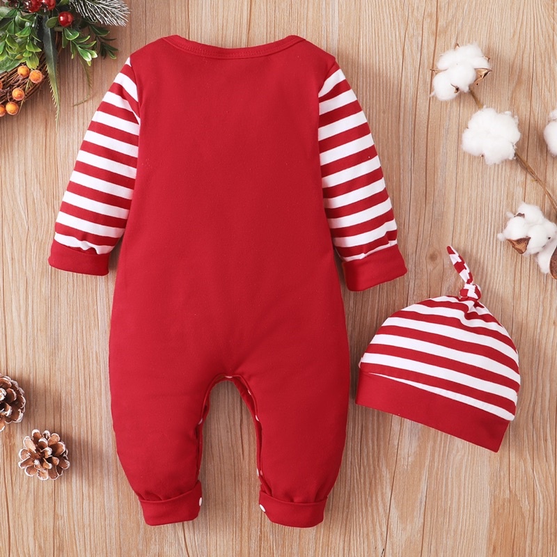 Set body đỏ thun dài kèm nón cho bé mặc giáng sinh