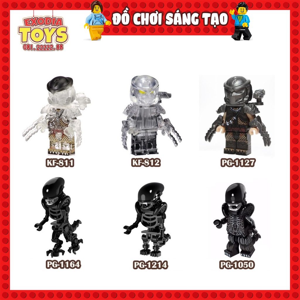 Xếp hình Minifigure Quái vật không gian Alien và Quái thú vô hình Predator - Đồ Chơi Lắp Ghép Sáng Tạo