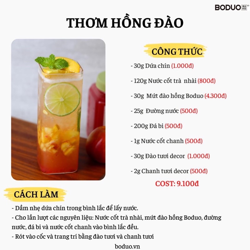 Mứt đào hồng Boduo hộp 900g